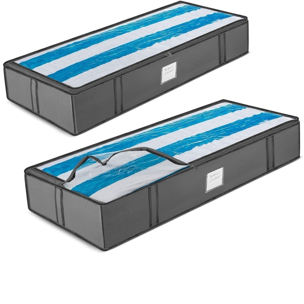 Zober 2 Storage Bags Underbed Jumbo Storage Organizer Gray Plastic Bags  NIB